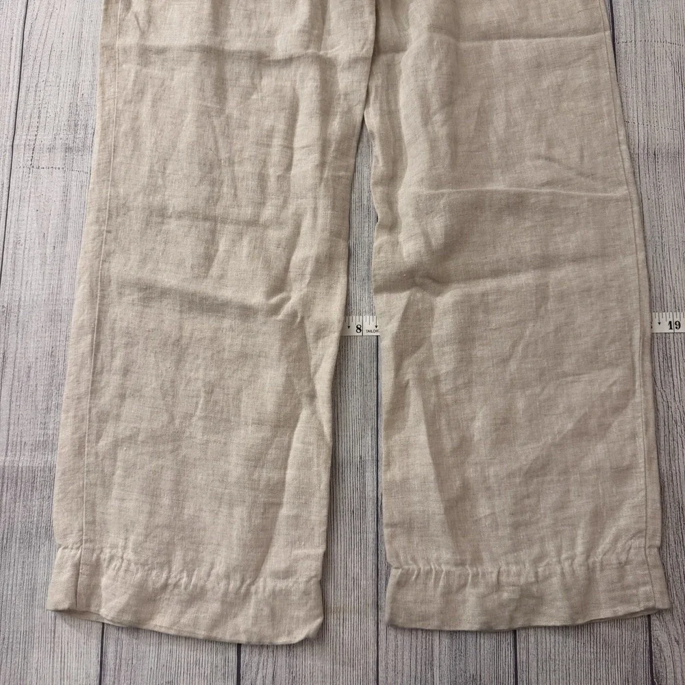 Reformation Linen Wide Leg Cropped Pants Women Size 4 Beige High Rise Inseam 25